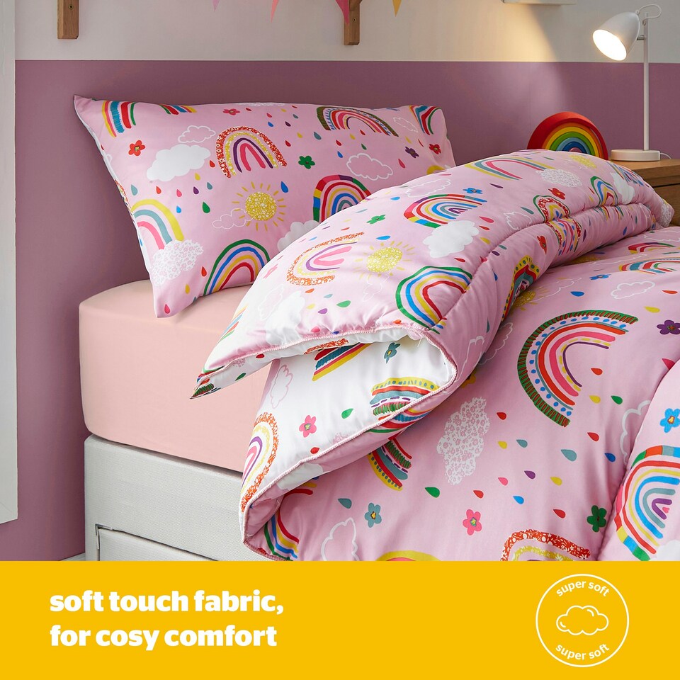 image 1 of Silentnight Healthy Growth Coverless Duvet with pillowcase, 9 Tog, Rainbow Print, Single