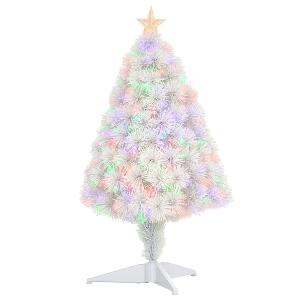image 1 of HOMCOM 2.5FT Prelit Artificial Tabletop Christmas Tree w/ Fibre Optics for Desk