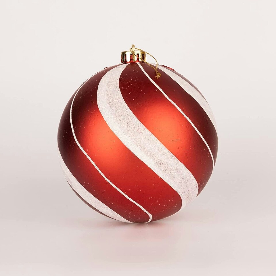 image 1 of Baubles Candy Stripe 15cm - 3Pcs PVC