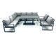 image 1 of Fimous 9 Seater Outdoor Aluminum Garden Furniture Set Corner Sofa 2 Chairs Adjustable Rising Lifting Dining Table Sets Dark Grey