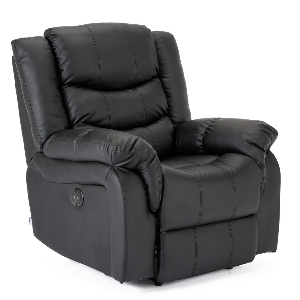image 1 of Chester Electric Bonded Leather Automatic Recliner Heat & Massage Chair (Black)