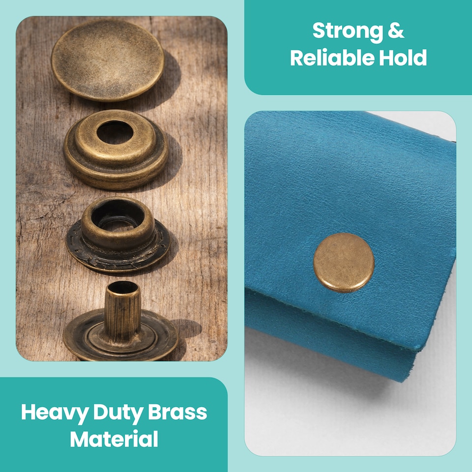 image 1 of 15mm Press Studs 4 Part No Sew Buttons, Durable & Lightweight - 100pcs