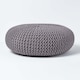 image 1 of Homescapes Dark Grey Large Round Cotton Knitted Pouffe Footstool | Grey | 70 x 23 cm