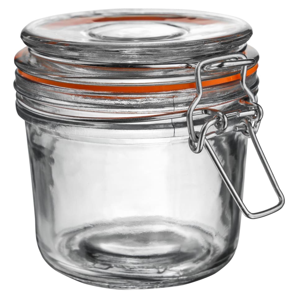 image 1 of Argon Tableware Glass Storage Jar - 350ml - 4 Colour Seals Airtight Kitchen Storage Container Preserving Jar