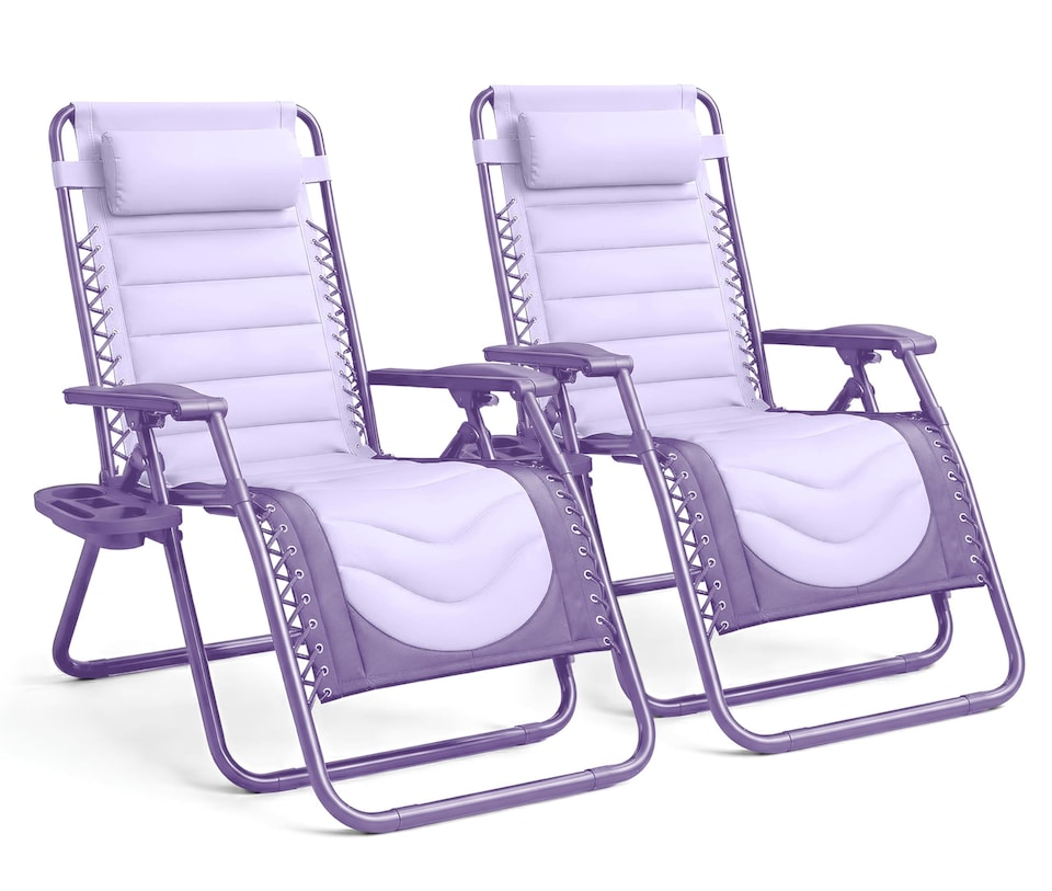 Keplin Colour Block Padded Zero Gravity Chairs Set of 2 Folding Garden Recliners