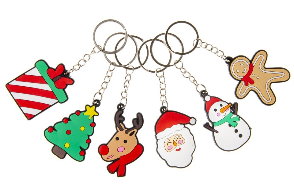 image 1 of Pack of 12 Christmas Keychains - Treat or Trick Theme Party Bag Filler