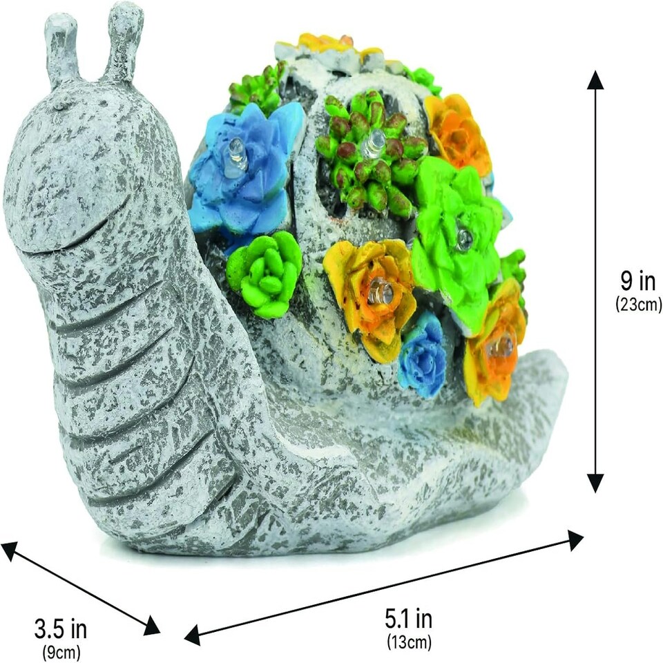 image 1 of Pack of 1 Solar Snail Garden Ornament Grey | One Size