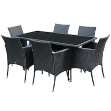 Outsunny 7pc Outsunny Outdoor Dining Rattan Garden Furniture Set