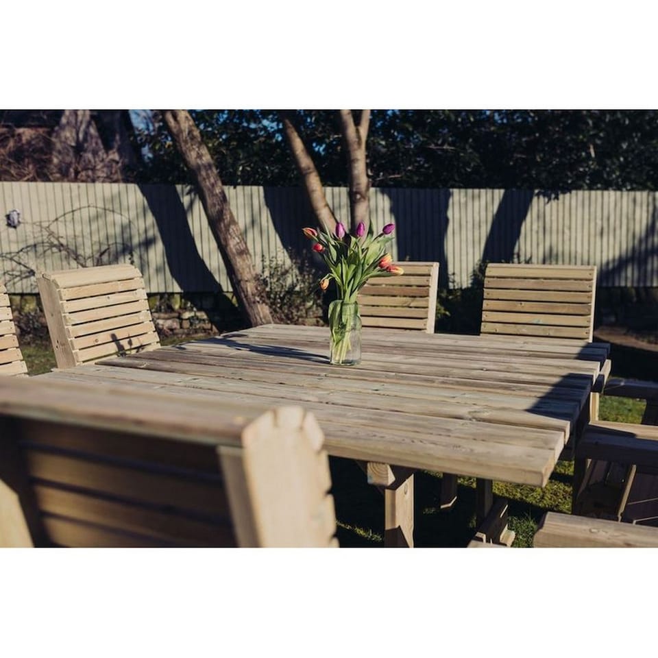 image 1 of Ergo 8 Seater Square Table Set - L149 x W149 x H77 cm - Minimal Assembly Required - Set of Waterproof Cushions Included