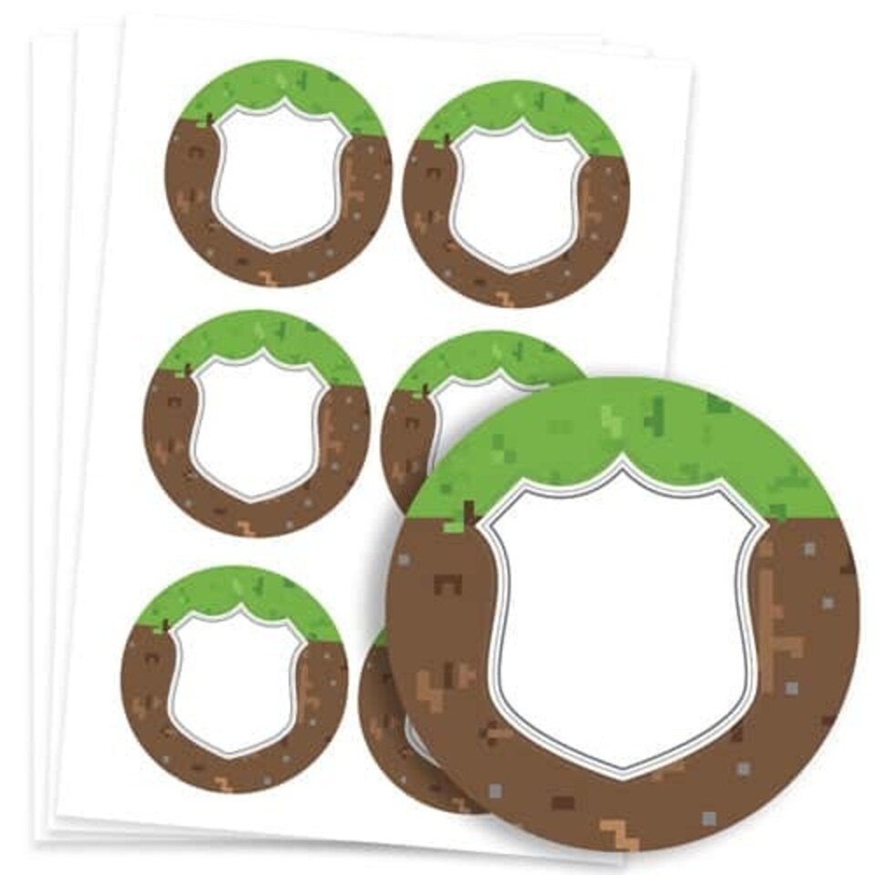 image 1 of Pixels Design Round Stickers 88mm - Sheet of 6