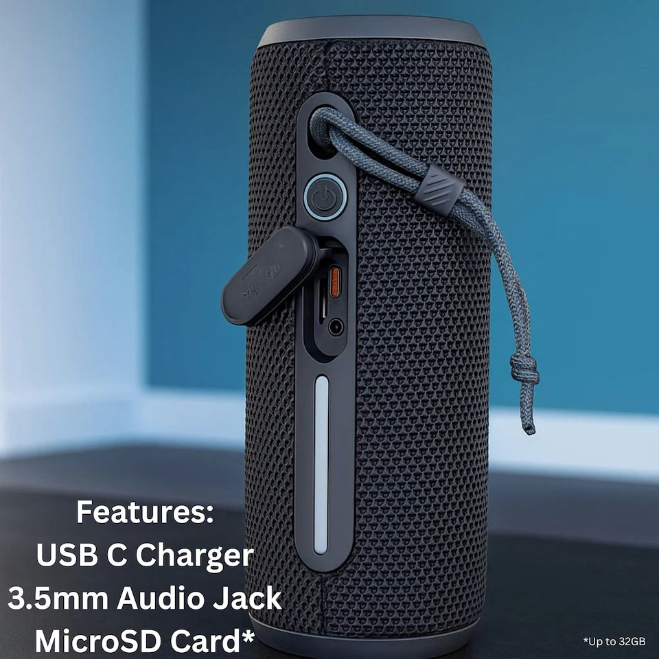 image 1 of HYE 40W Portable Bluetooth Speaker IPX6 Waterproof 10Hr Battery Life - Black PS20