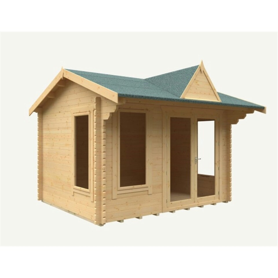 image 1 of 12ft x 10ft (3550mm x 2950mm) Horsforth "The Louisiana" 44mm Log Cabin With 3 Opening Windows