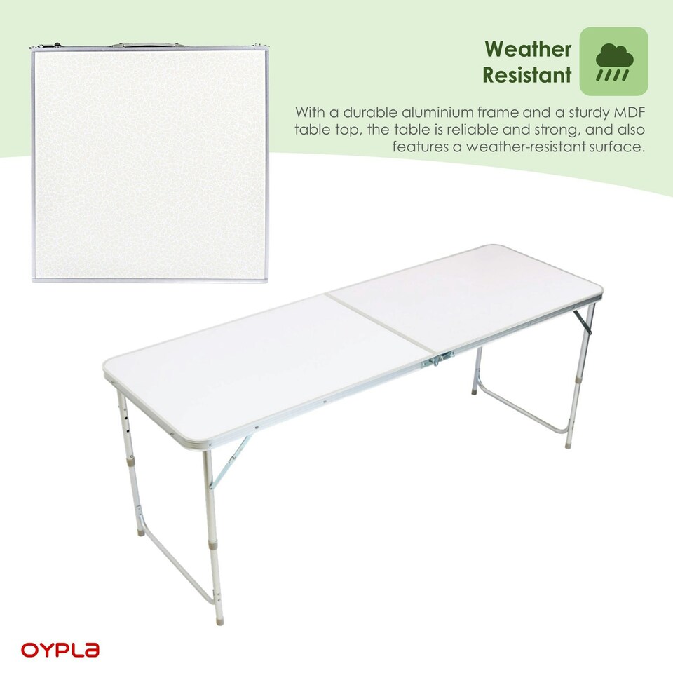 image 1 of Oypla 4ft Folding Outdoor Camping Kitchen Work Top Table White