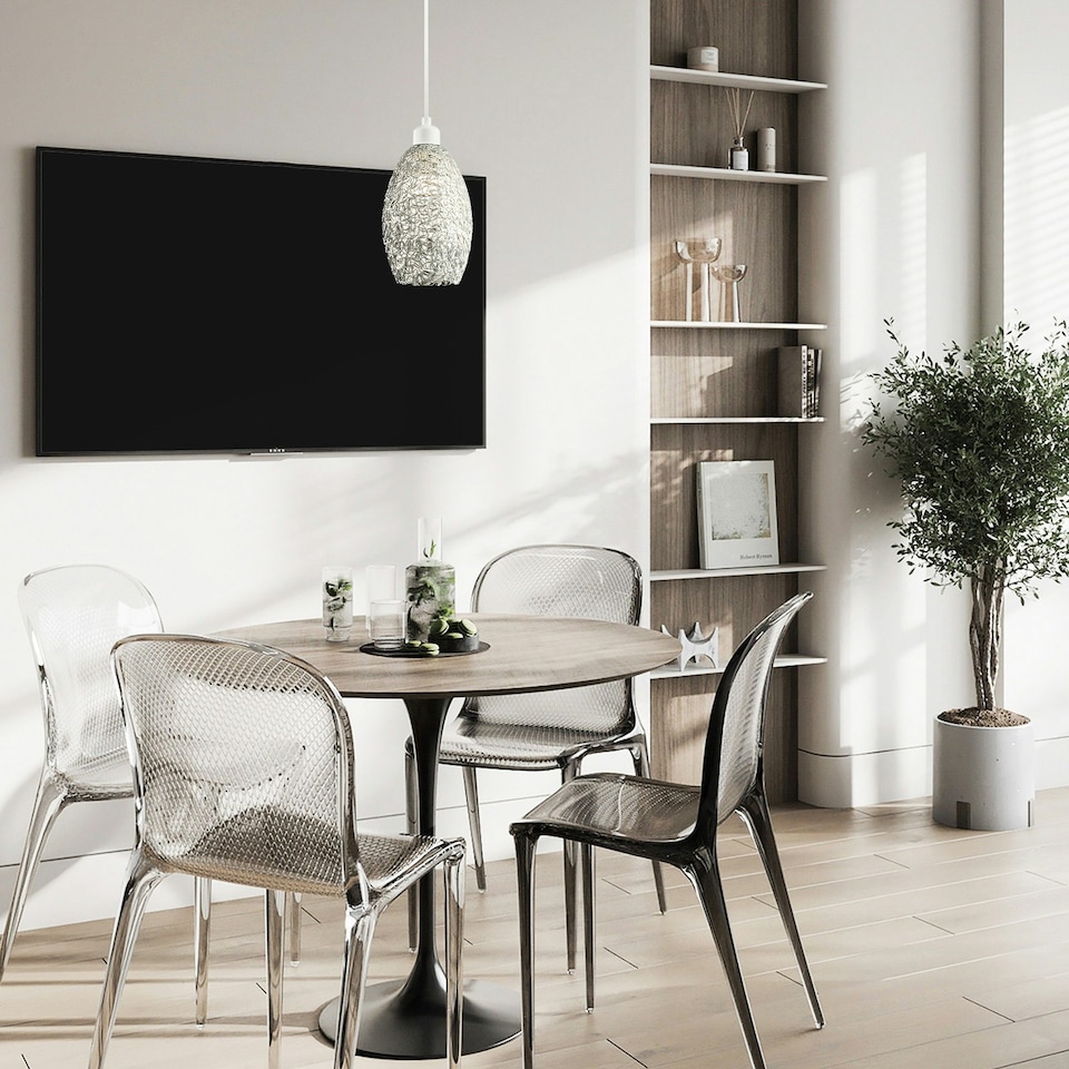 image 1 of Industrial and Contemporary Twisted Wire Mesh Metal Light Shade in Shiny Silver