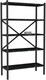 image 1 of 5-Shelf Wood Bookcase Unit With Metal Frame Home Decor Storage and Shelving | Black | Black Marble | 1
