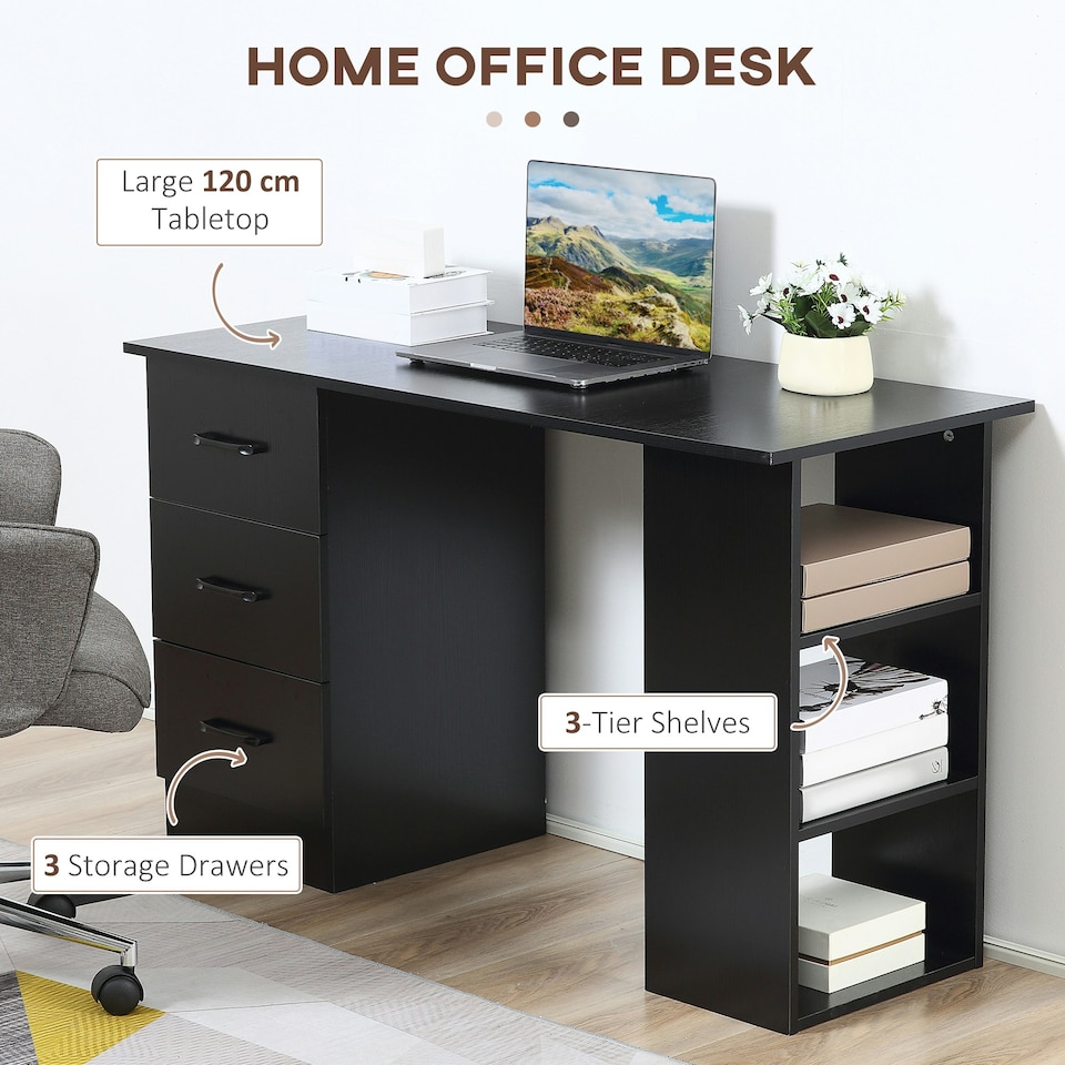 image 1 of HOMCOM Computer Desk with Storage, Writing Study Table for Home Office