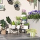 image 2 of Outsunny 3 Tier Metal Corner Plant Stand for Garden Balcony Patio, Black | Black | Black