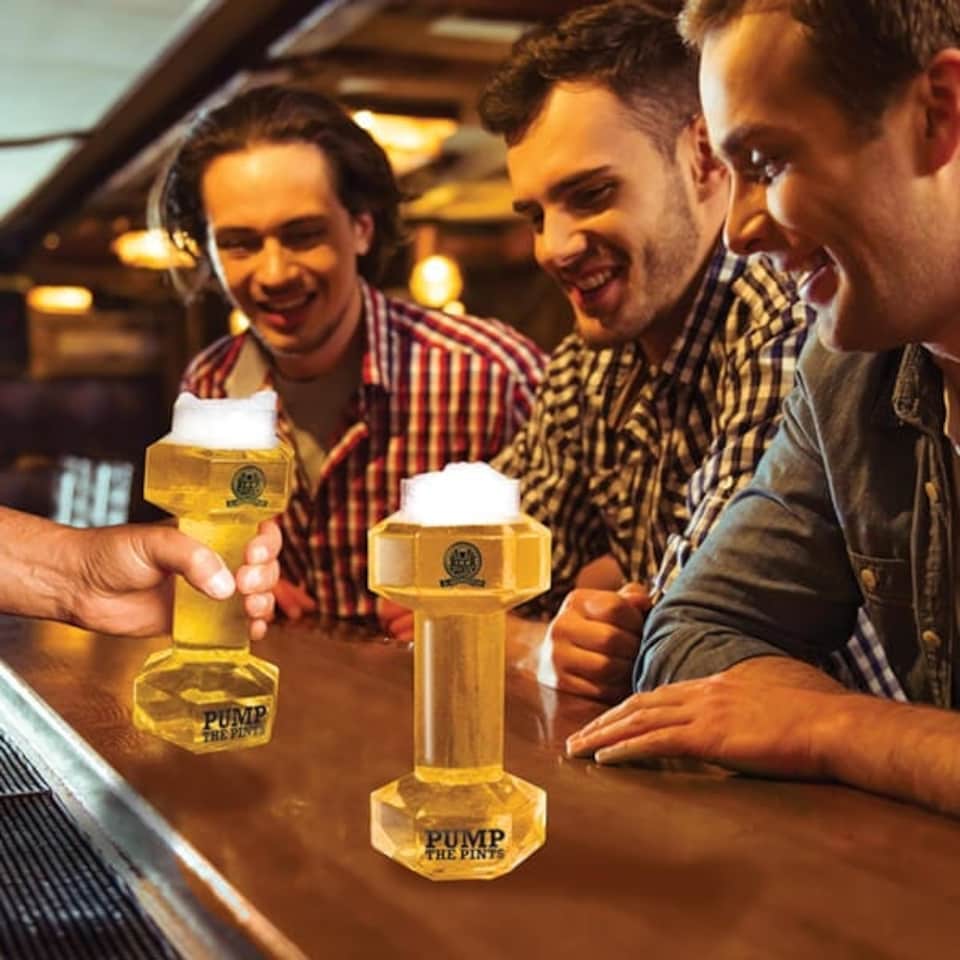 image 1 of Beer O'Clock Dumbbell Beer Glass