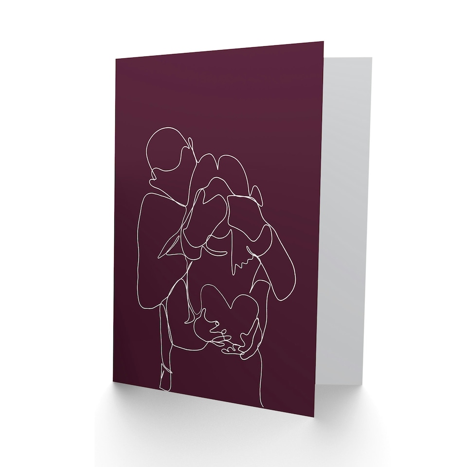 image 1 of Continuous Line Couple Partner Anniversary Love Valentines Day Card