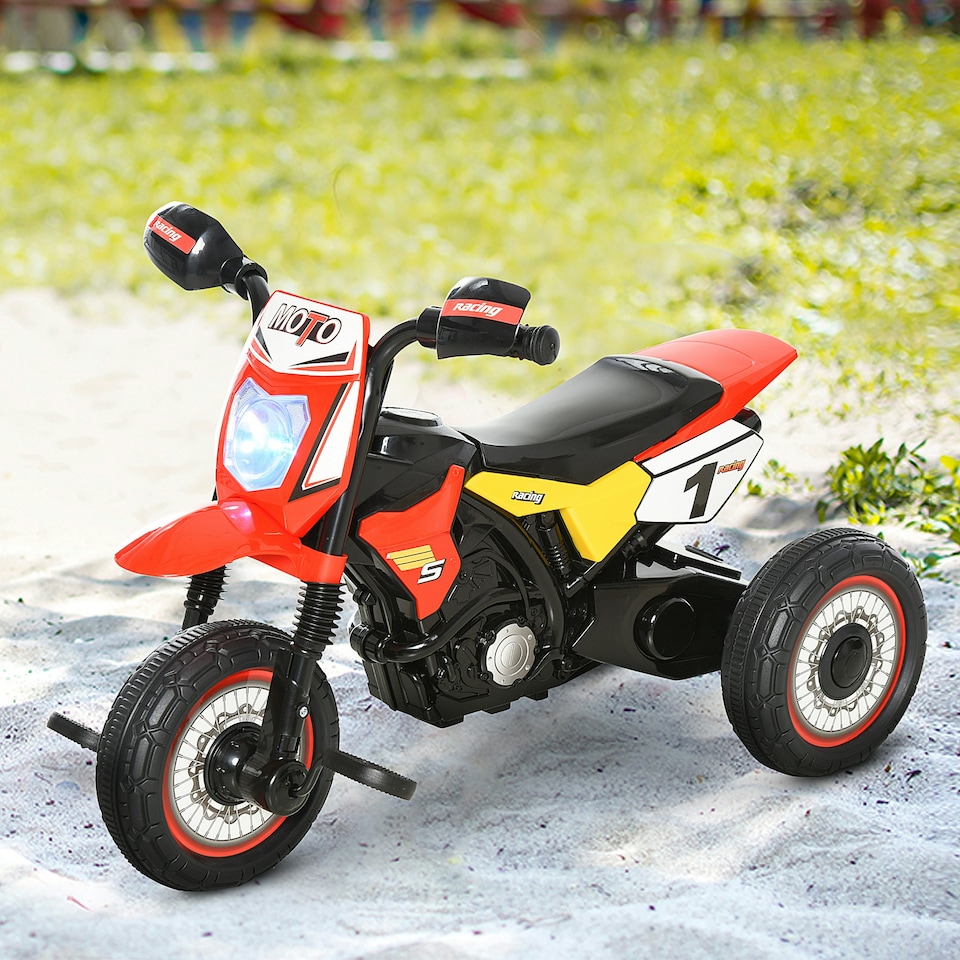 image 1 of HOMCOM Toddler Pedal Tricycle Ride-On Learning Music Lights 18-36 Months Red