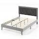 image 1 of COSTWAY Double Upholstered Platform Bed with Headboard Gray