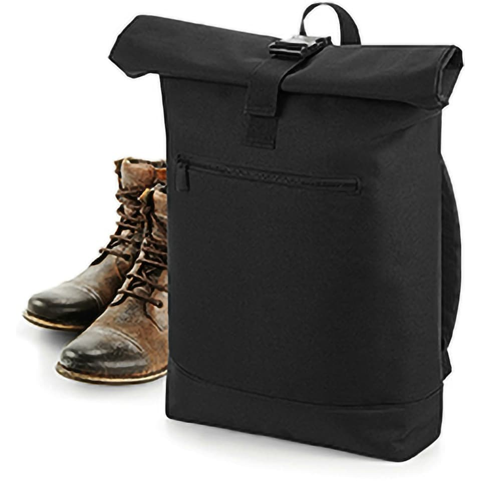 image 1 of Bagbase Roll-Top Backpack / Rucksack / Bag (12 Litres) - Black - One Size