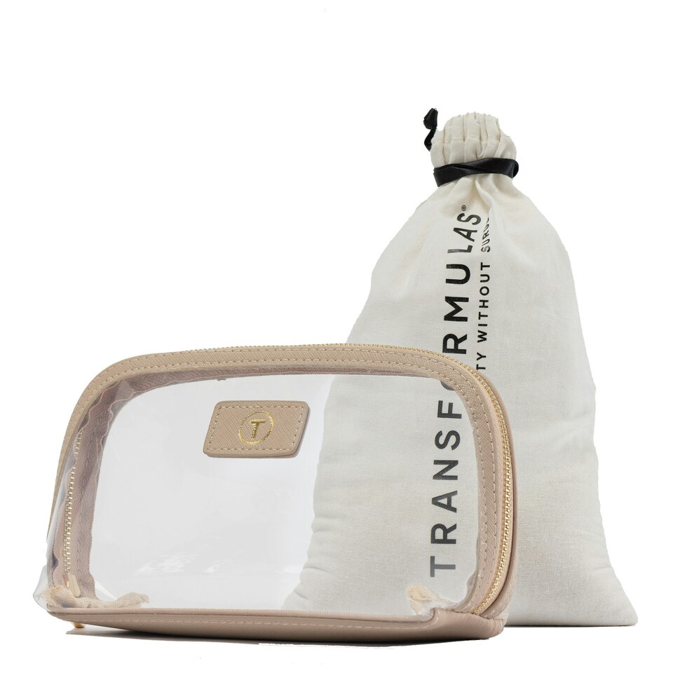image 1 of Transformulas Clear Cosmeti Case - Nude & Dust Bag | Grey
