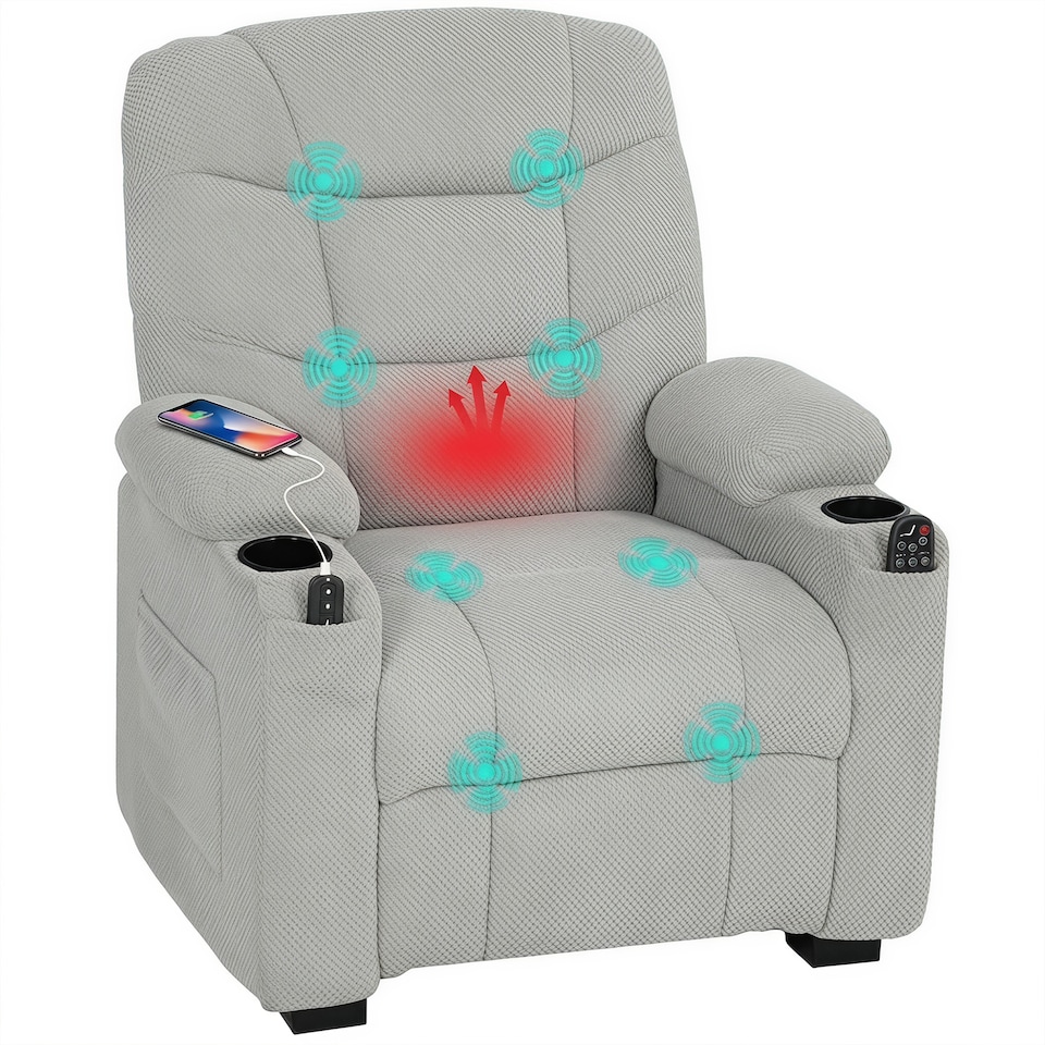 image 1 of HOMCOM Electric Massage Recliner Armchair with Heat, Reclining Chair, Grey | Grey