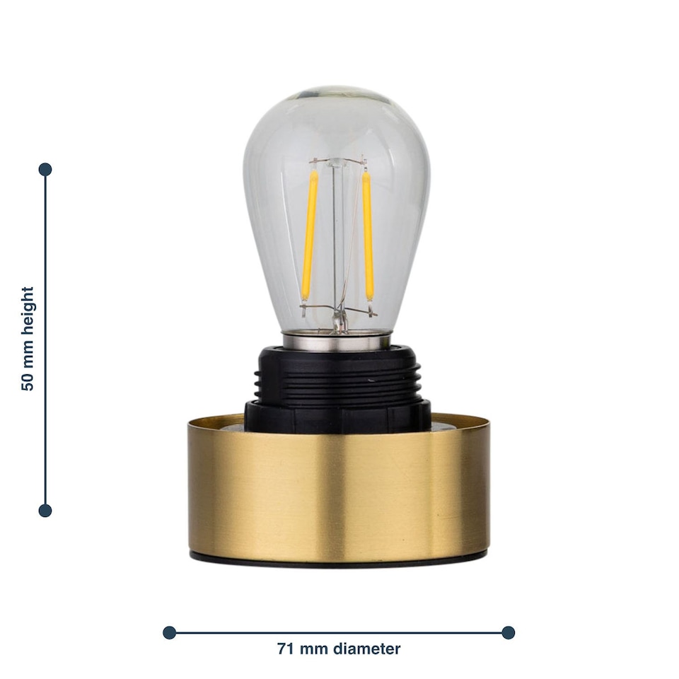 image 1 of Set of 2 Porter - Satin Brass Battery Operated Lamp Bases Only | Gold | Large | 2