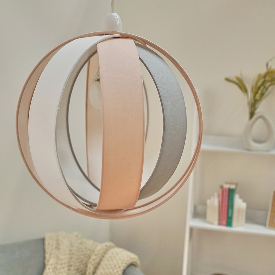 image 1 of ValueLights Pink Modern Fabric Globe Ceiling Pendant Light Shade