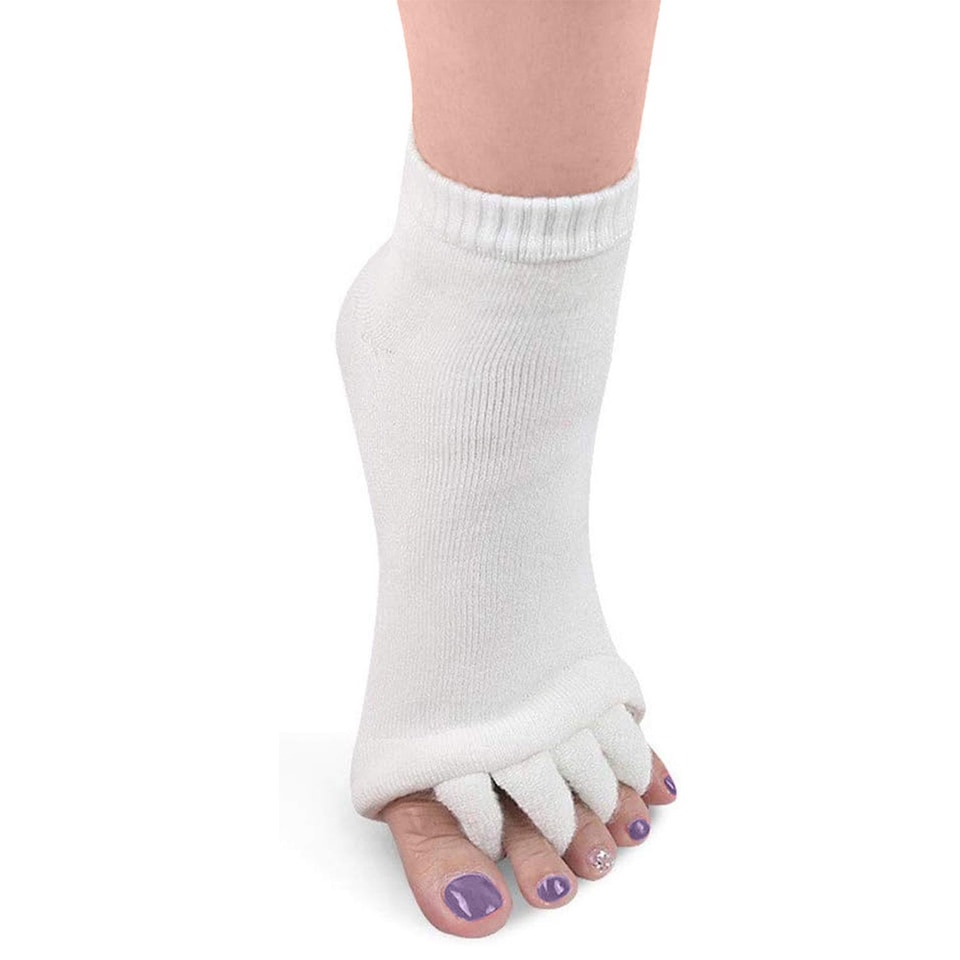 image 1 of Pair of Foot Alignment Socks Designed to Relieve Foot Pain, White