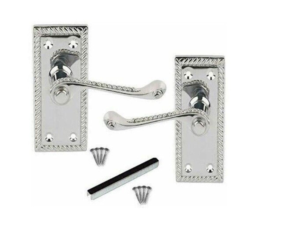 image 1 of Golden Grace 5 Pair Georgian Lever Latch Door Handles in Polished Chrome - 107mm x 48mm | Chrome | 5 Pairs