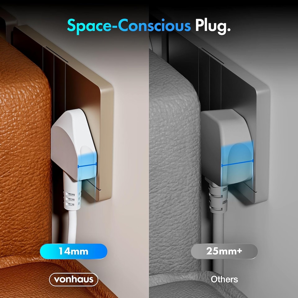 image 1 of VonHaus Tower Extension Lead with 8 Plugs and 2 USB-C Ports
