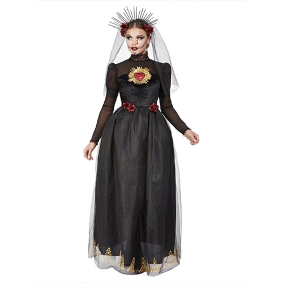 image 1 of Day of the Dead Sacred Heart Bride Deluxe Fancy Dress Costume Ladies Medium - UK 12-14