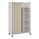 image 1 of Uppsala Open Mobile Wardrobe Unit in White with a Beige Textile Curtain on Wheels