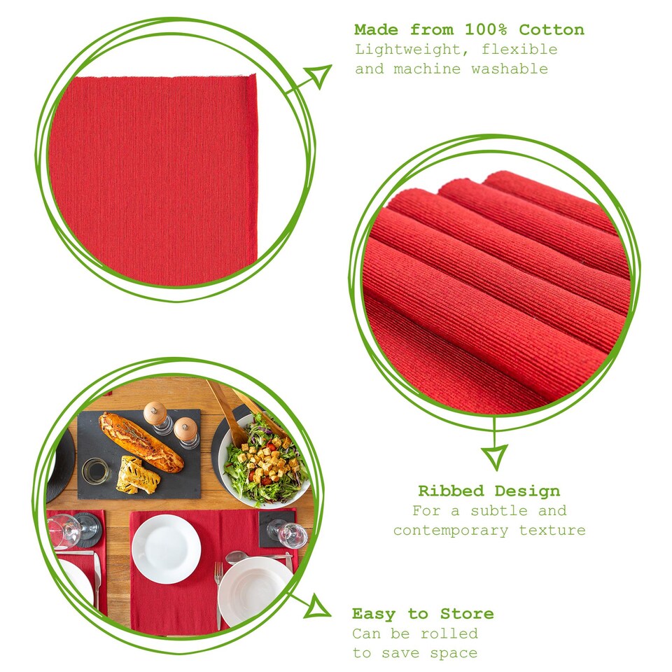 image 1 of Nicola Spring Cotton Fabric Placemats - Red - Pack of 6 | Red | Red