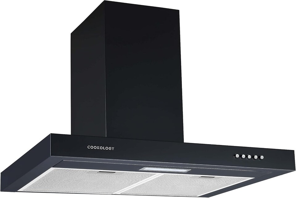 image 1 of Cookology 60cm Black Chimney Cooker Hood - Energy Rating A