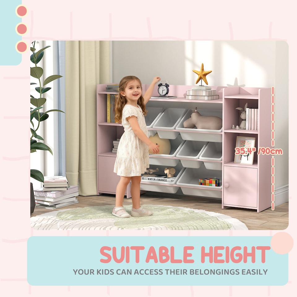 image 1 of AIYAPLAY Kids Toy Storage Organiser with 8 Removable Storage Bins, Pink