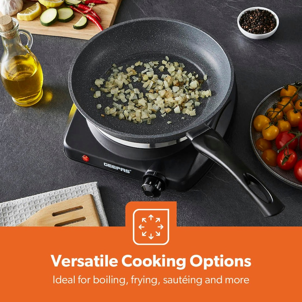 image 1 of GEEPAS Single Ceramic Hot Plate, 1200W Black