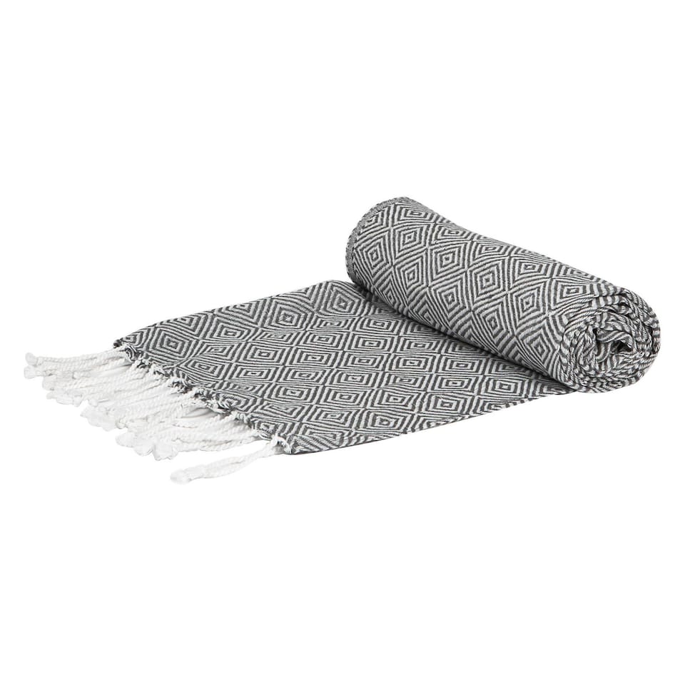 image 1 of Nicola Spring Turkish Cotton Chevron Bath Towel - 172 x 90cm - Dark Grey | Grey | Dark Gray