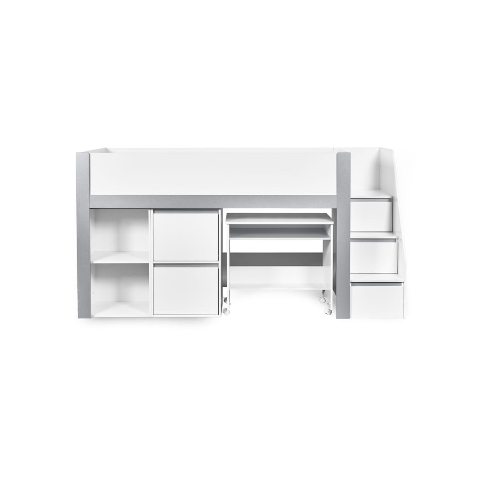 image 1 of Gaia 90cm Single Midsleeper - White and Silver
