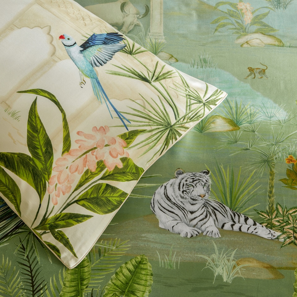 image 1 of Paoletti Odisha Exotic Duvet Cover Set | Green | Jungle | Super King | 1