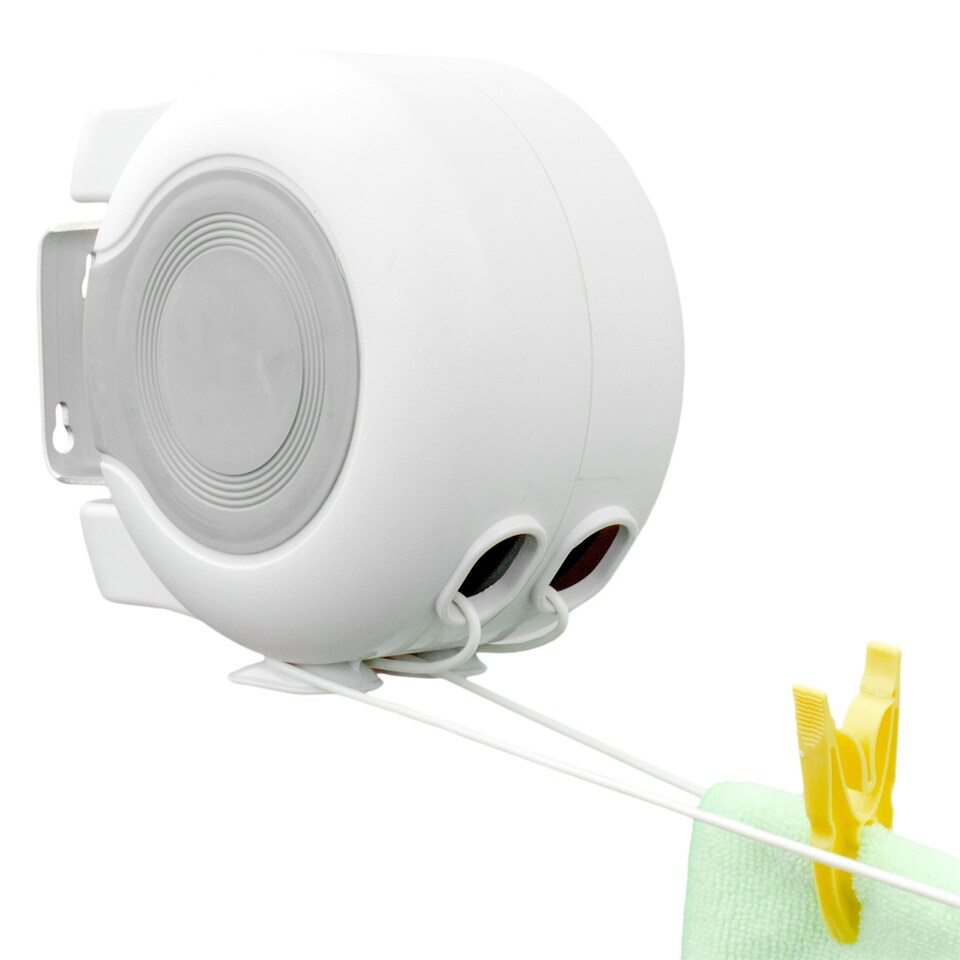image 1 of KCT Twin Wall Mountable Retractable Washing Line - 15m White