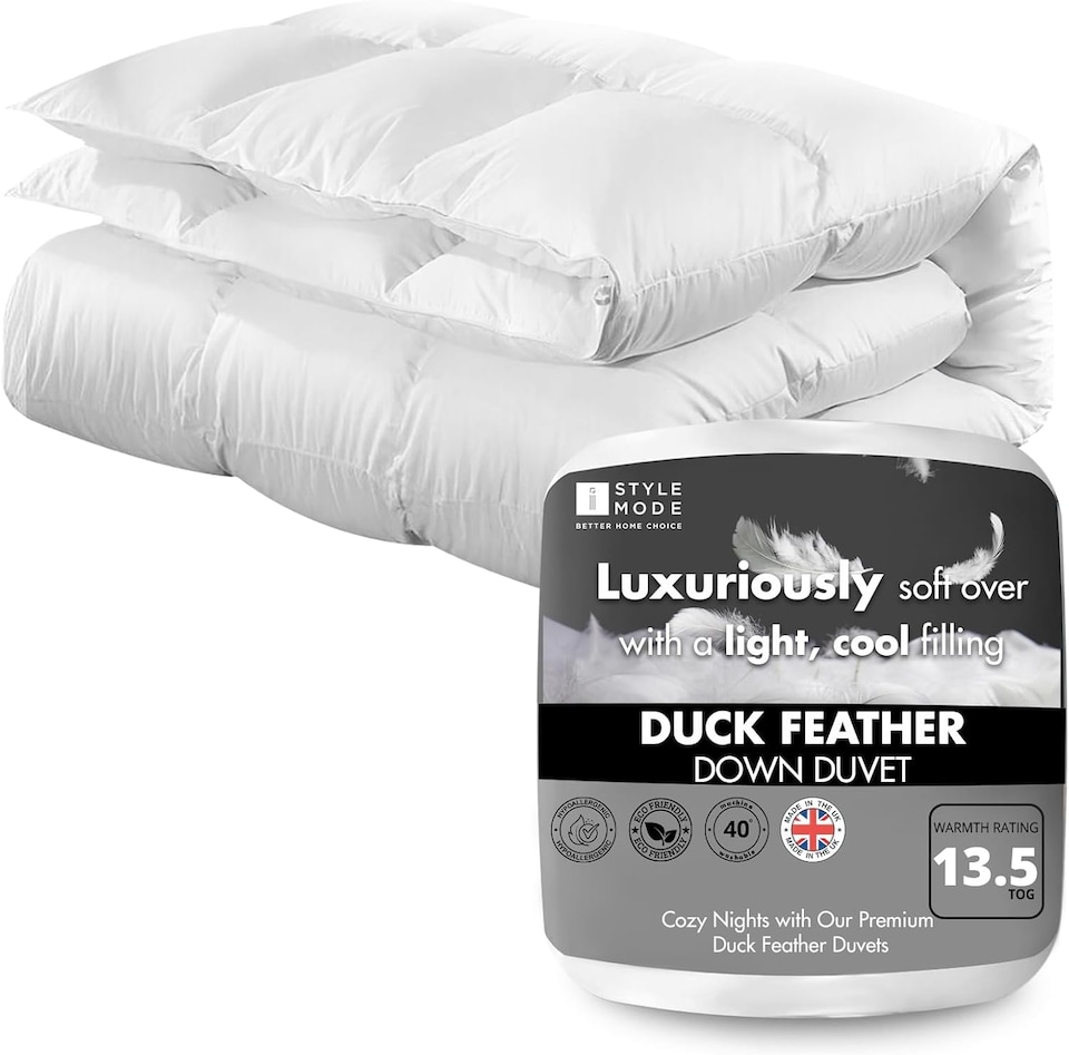image 1 of Duck Feather & Down Duvet | Warm Winter Quilt | 100% Cotton Cover | Hypoallergenic | Machine Washable | Ideal for Cold Nights 13.5 Tog | Single