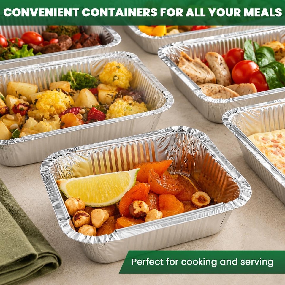 image 1 of ECONX No.1 Aluminium Foil Food Container With Lids Takeaway Food Storage Boxes Pack of 200