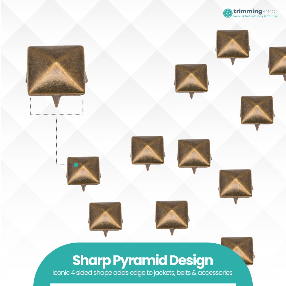 image 1 of 6mm Pyramid Shaped Nail Head Studs Square Metal Leather Rivets - 50pcs