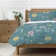image 2 of Copenhagen Home Olia Floral Print Teal Reversible Size Duvet Cover and Pillowcase Set - Super King