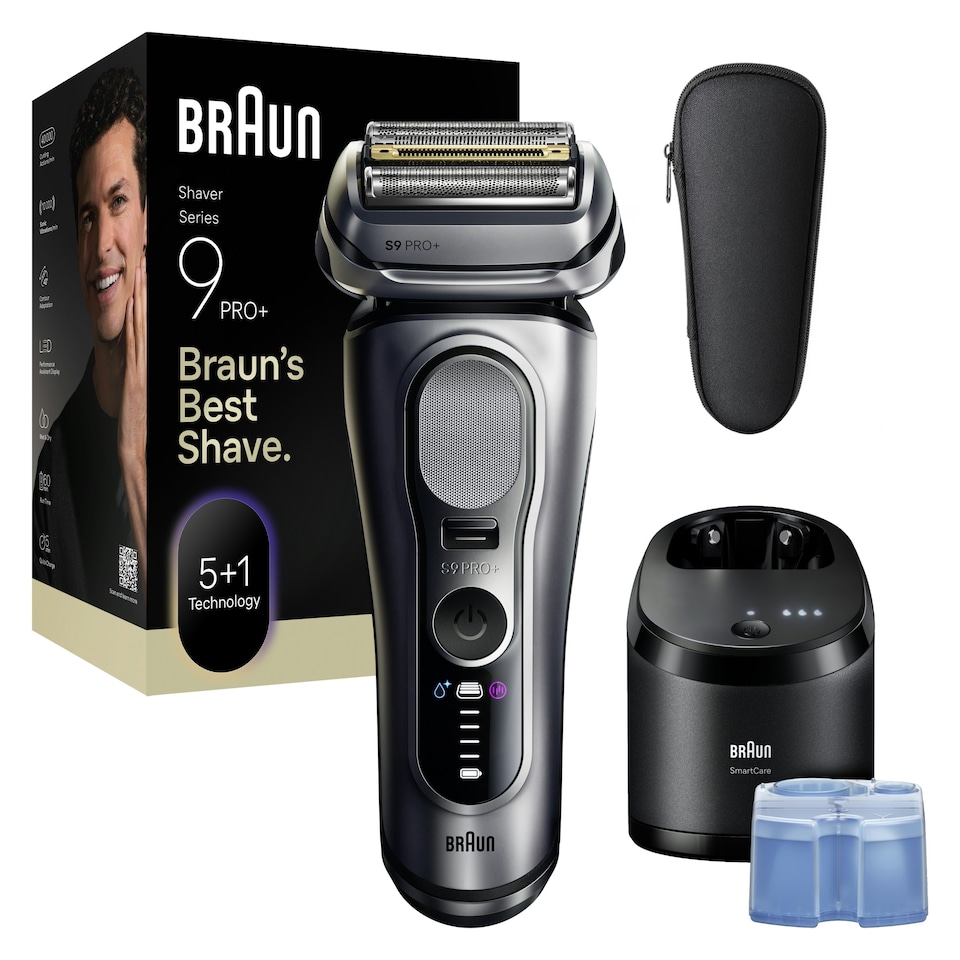 image 1 of Braun Series 9 PRO+ Electric Shaver, Pro SensoAdapt, SmartCare Center, 9667CC, Silver