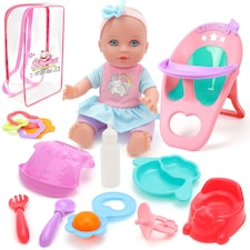 Kids Hair Salon Play Set Pretend Hairdressing Makeup Kit with Lights Sounds Unicorn Apron Carry Bag