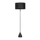 image 4 of ValueLights Mitch Black Fabric Drum Lamp Shade Black Wood Single Stem Triangle Floor Lamp Black
